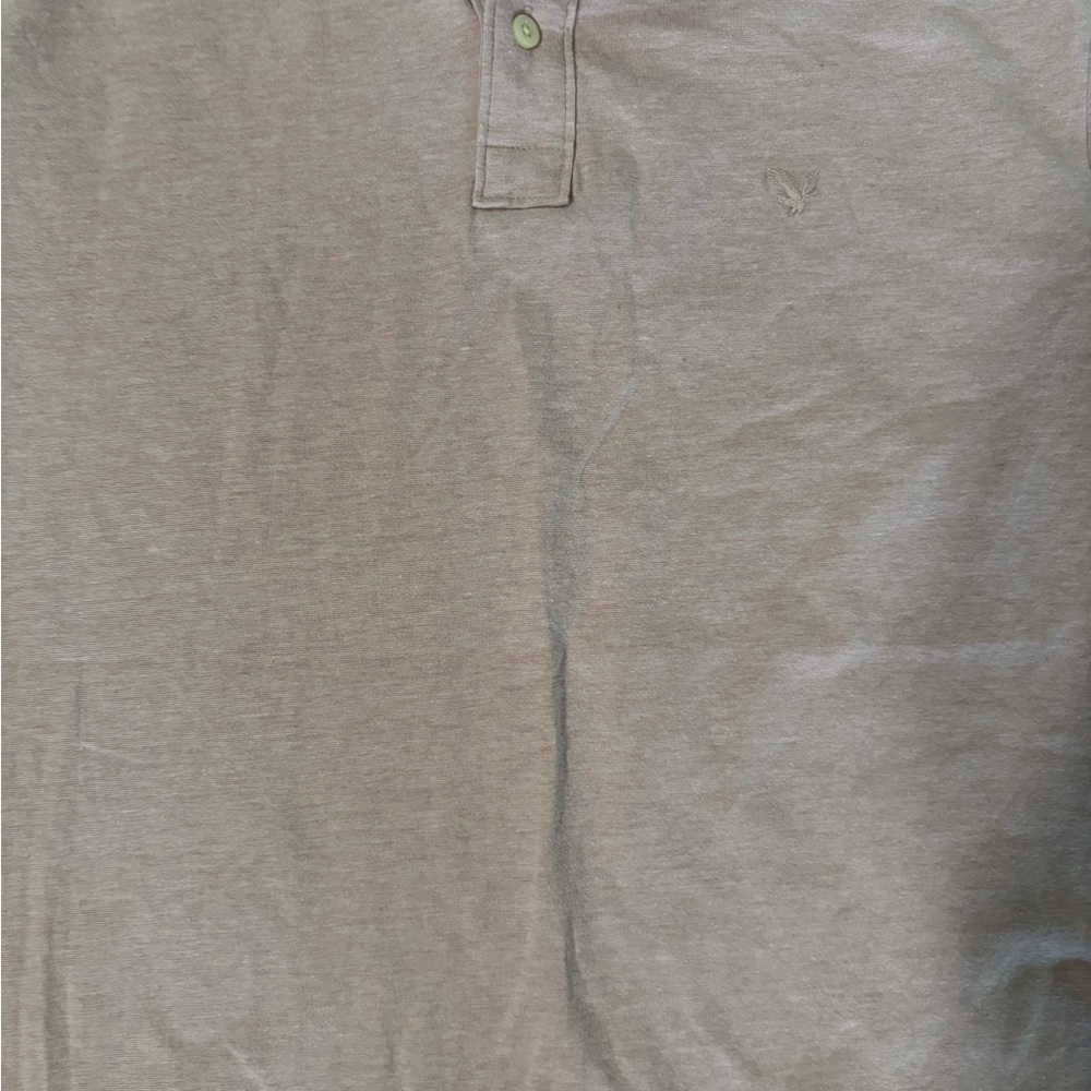 American Eagle Men's Heathered Light Pink Polo Shirt - Picture 2 of 7